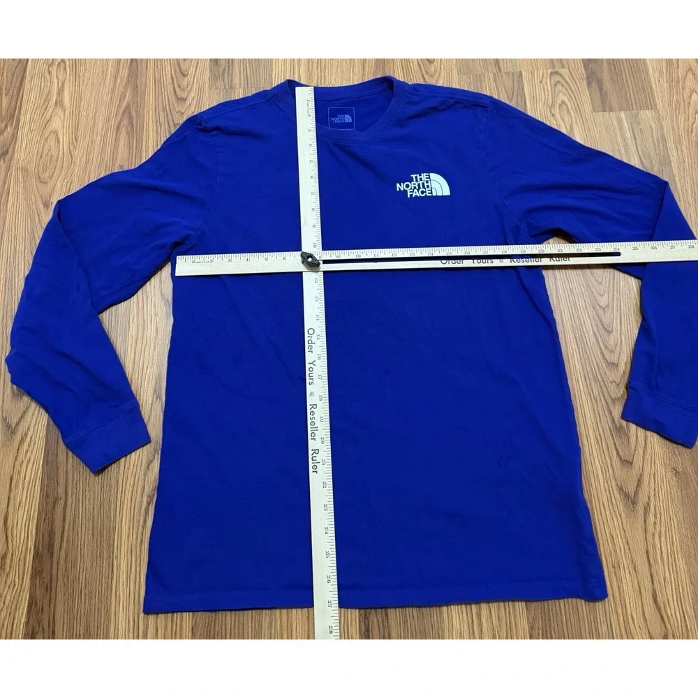 The North Face Box NSE Shirt Mens Large Blue Back Graphic Never Stop Exploring